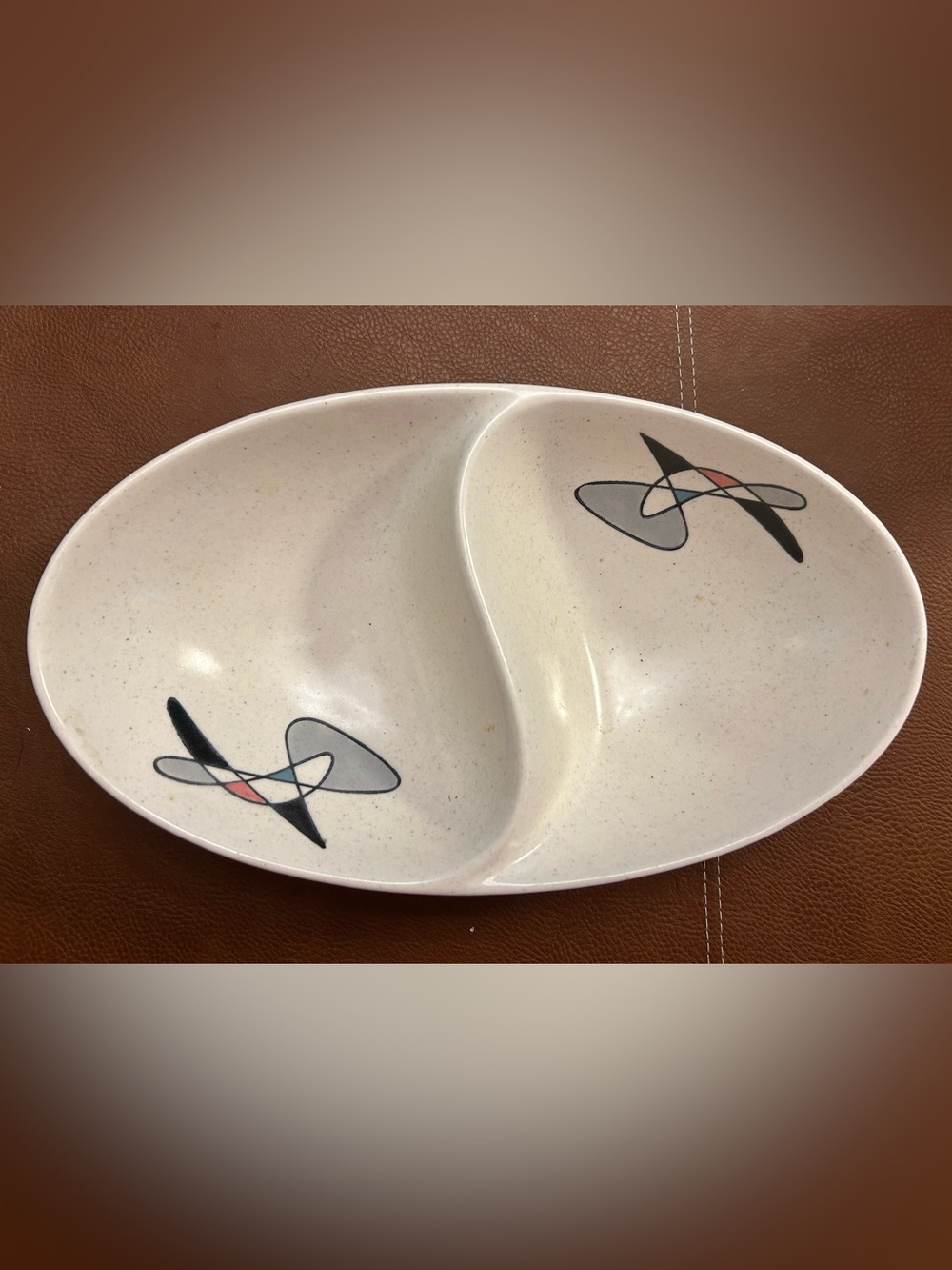 Vintage Mid Century Metlox Poppytrail divided serving bowl Contempora Atomic